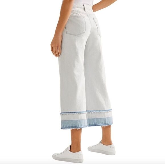 NWT J Brand Liza Mid-rise Crop Coulotte Light Wash Denim Jeans Frayed Hems Sz 28 - Picture 3 of 13